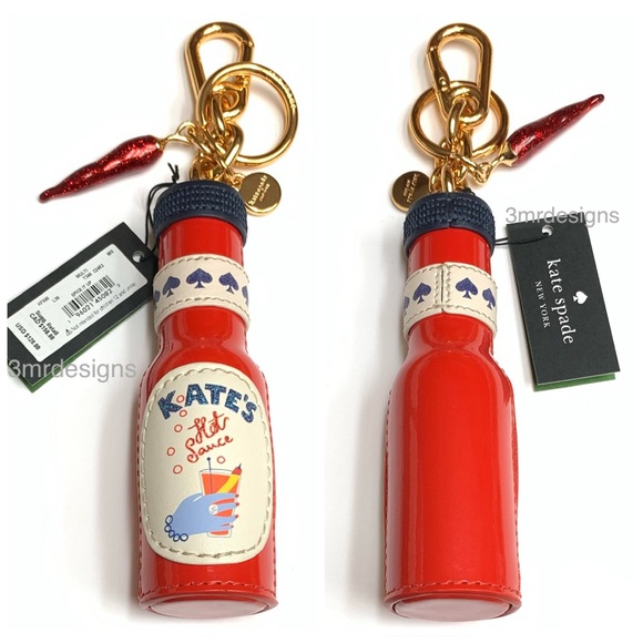NWT Kate Spade ♠️ SPICE IT UP Faux Patent Leather With Leather Trim Keychain - Picture 3 of 9